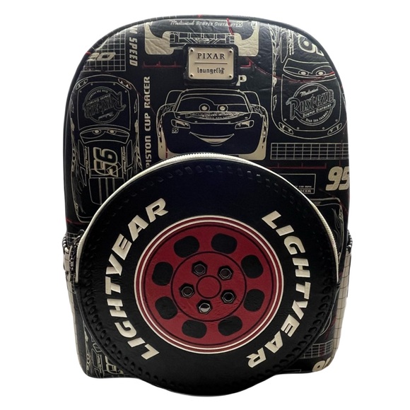 Loungefly Pixar Cars Loungefly new featuring “real” lug nuts. Full size bag. NWT - Picture 1 of 16